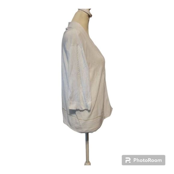 Jones New York White Cardigan with Knit Embellishments Women's Size Medium - Picture 2 of 7